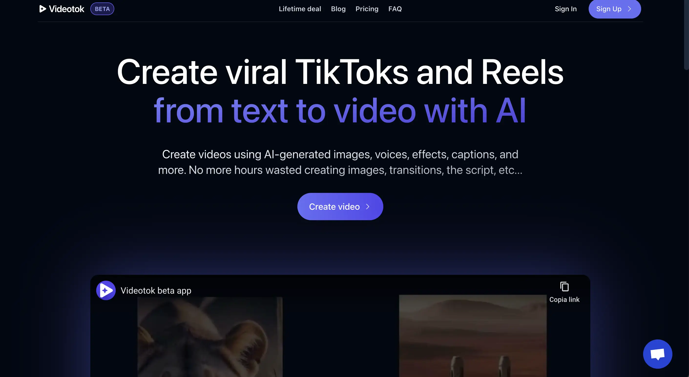 Create viral TikToks and Reels from text to Video with AI