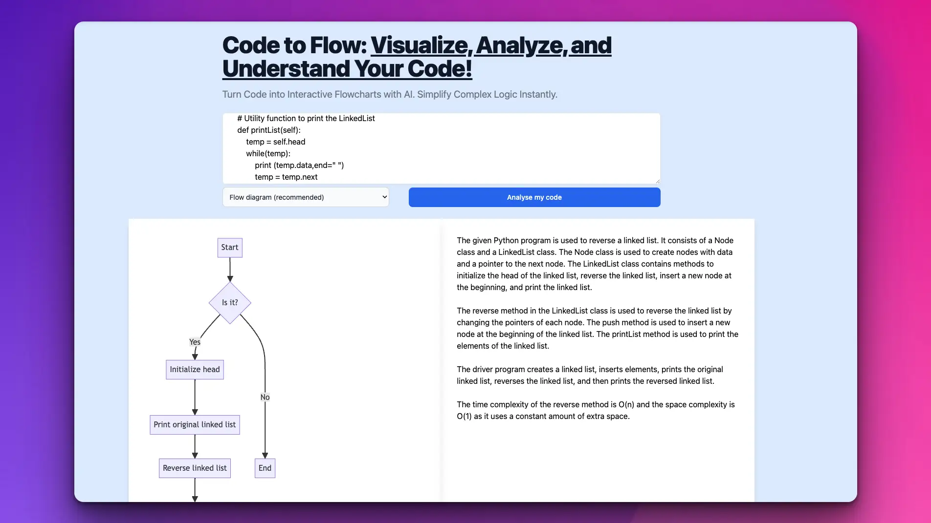 Visualize, Analyze, and Understand Your Code flow.