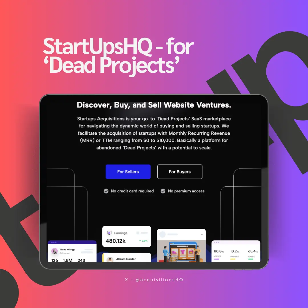 Discover, Buy, Sell Dead StartUps